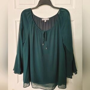 NWOT Marled Reunited Beautiful Blue-Green Sheer Top with front tie (Size…